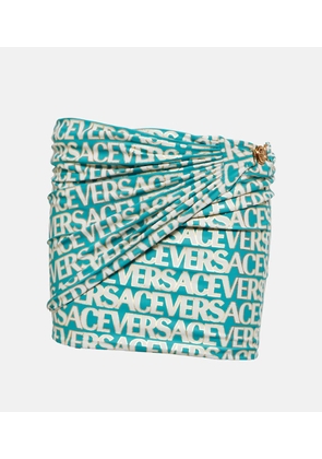 Versace Logo ruched miniskirt