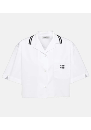 Miu Miu Logo cotton poplin cropped shirt