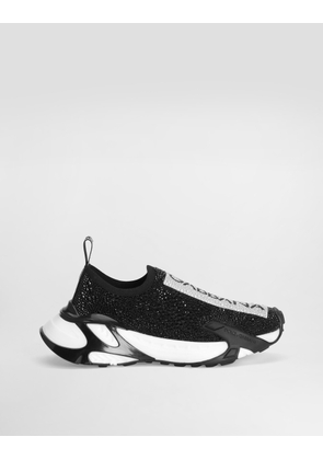 Dolce & Gabbana Fast Sneakers With Fusible Rhinestones - Man Sneakers Multi-colored Fabric 42