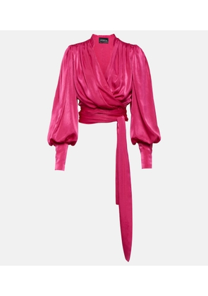 Costarellos Mouglalis wrap satin blouse