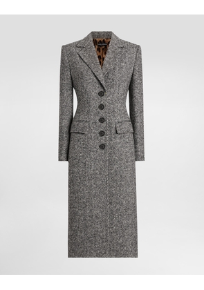 Dolce & Gabbana Single-breasted Coat In Wool Chevron - Woman Coats And Jackets Multicolor 48