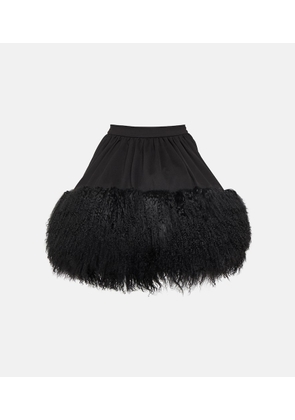 David Koma Jersey and shearling miniskirt