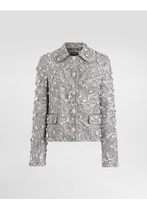 Dolce & Gabbana Single-breasted Embroidered Jacket With Stones - Woman Coats And Jackets Multi-colored 42