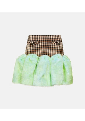 Area Checked wool and cotton miniskirt