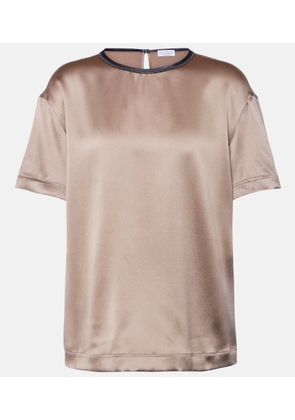 Brunello Cucinelli Silk-blend satin top