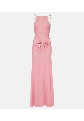 Rabanne Embellished ruched velvet gown
