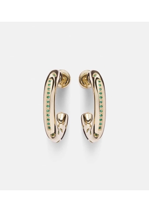 Lauren Rubinski Peggy 14kt gold hoop earrings with emeralds