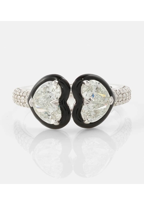 Kamyen Twin Heart 18kt white gold ring with diamonds