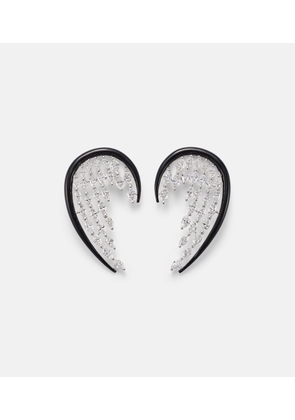 Kamyen Angel Wings 18kt white gold and enamel drop earrings with diamonds