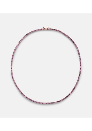 Roxanne First 14kt rose gold tennis necklace with pink sapphires