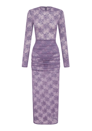 Alex Perry Long-Sleeve Stretch Lace Midi Dress - Moda Operandi