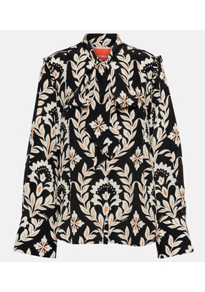 La DoubleJ Ascot printed crepe de chine blouse