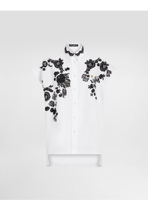 Dolce & Gabbana Oversize Cotton Poplin Shirt With Lace Appliqués - Woman Shirts And Tops White 38