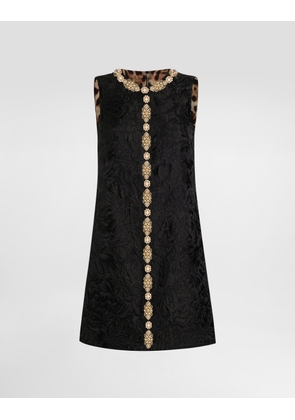 Dolce & Gabbana Brocade Peony Dres - Woman Dresses Black 44