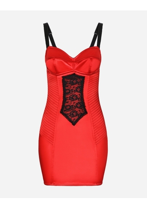 Dolce & Gabbana Short Satin Dress With Lace Details - Woman Dresses Red Satin 46
