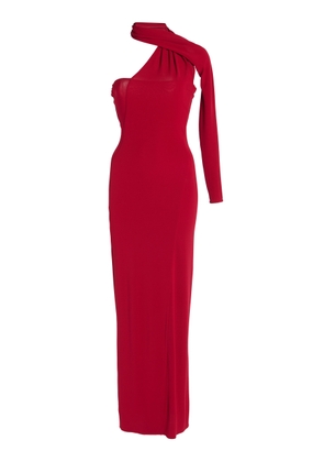 Courrèges Asymmetric Rib-Knit Maxi Dress - Moda Operandi