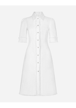Dolce & Gabbana Cotton Raschel Tweed Calf-length Dress - Woman Dresses White 36