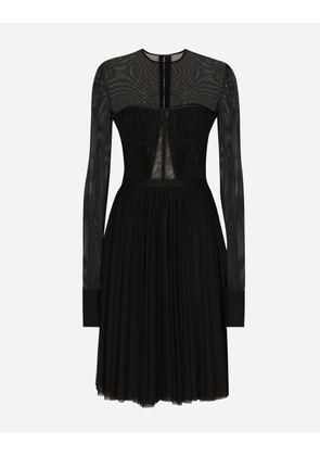 Dolce & Gabbana Light Tulle Dress With Corset Details - Woman Dresses Black 40