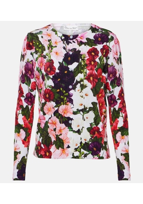 Oscar de la Renta Floral cotton-blend cardigan