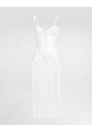 Dolce & Gabbana Tulle Calf-length Dress With Corset Details - Woman Dresses White Tulle 36