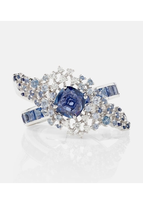 Ananya Scatter Orbit 18kt white gold ring with sapphires and diamonds