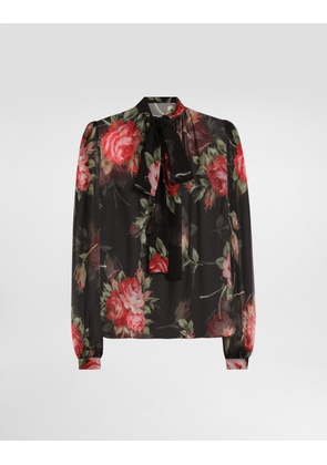 Dolce & Gabbana Rose Bouquet-print Chiffon Top - Woman Shirts And Tops Multicolor 46