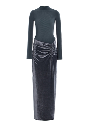Maygel Coronel Borelli Open-Back Jersey and Velvet Maxi Dress - Moda Operandi