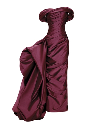 Marmar Halim Off-The-Shoulder Draped Taffeta Gown - Moda Operandi