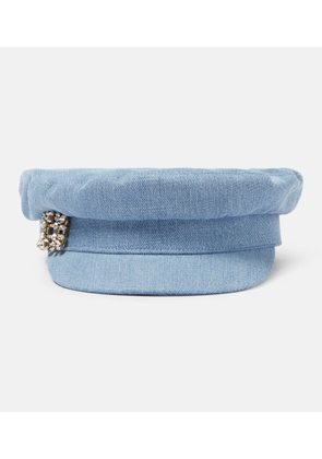 Roger Vivier Broche Vivier denim flat cap