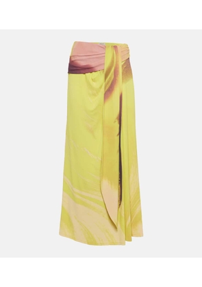 Simkhai Anika printed draped midi skirt