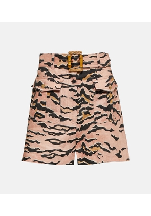 Zimmermann Matchmaker Safari printed linen shorts