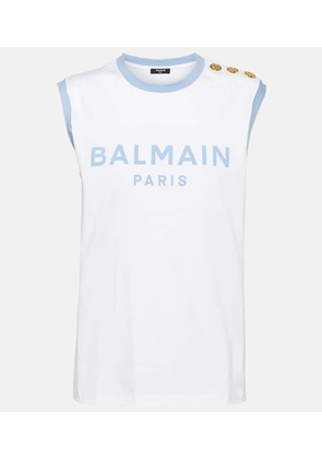 Balmain Logo cotton jersey tank top