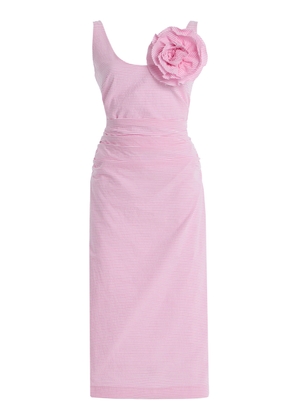 Bernadette Gisele Brooch-Detailed Striped-Seersucker Midi Dress - Moda Operandi