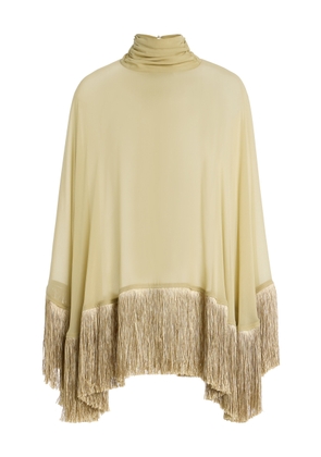 De La Vali Exclusive Levanto Fringed Silk-Chiffon Poncho Top - Moda Operandi