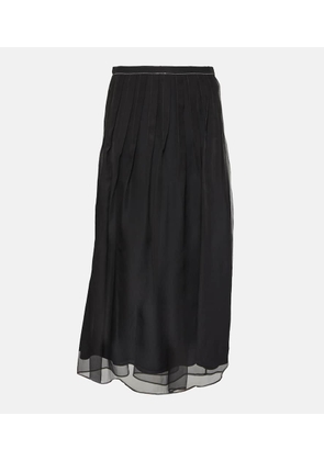 Brunello Cucinelli Embellished pleated silk midi skirt