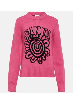 Ganni Logo wool-blend sweater