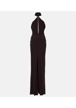 Tom Ford Cutout halterneck sable jersey gown