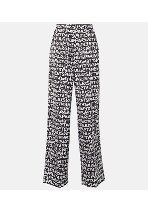 Vetements Printed high-rise cotton wide-leg pants