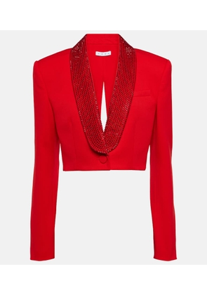 Area Crystal-embellished cropped wool blazer