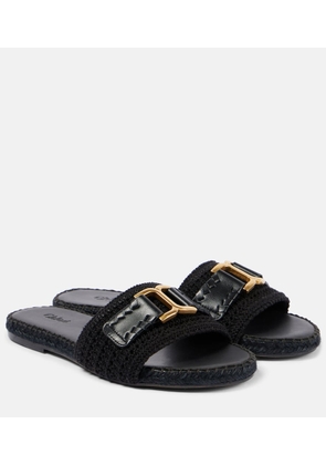 Chloe Marcie leather-trimmed espadrille slides