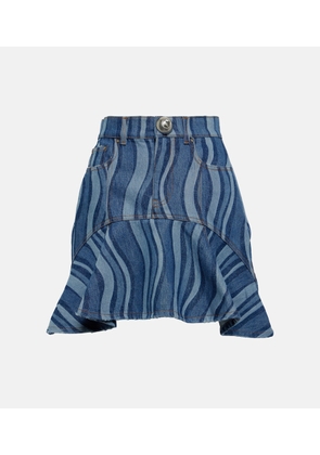 Area Sunray ruffled denim miniskirt