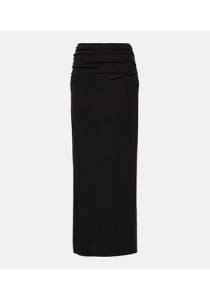 Velvet Hilton ruched jersey midi skirt