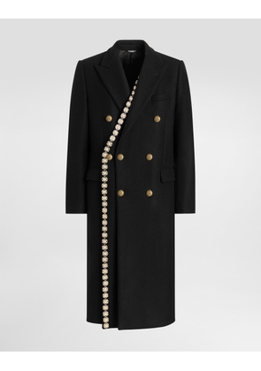 Dolce & Gabbana Double-breasted Embellished Coat - Man Coats And Jackets Black 44