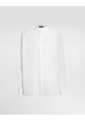 Dolce & Gabbana Cotton Canvas Mandarin Shirt - Man Shirts White 41