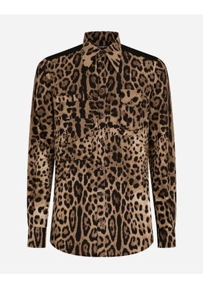 Dolce & Gabbana Leopard-print Cotton Shirt With Multiple Pockets - Man Shirts Animal Print 37