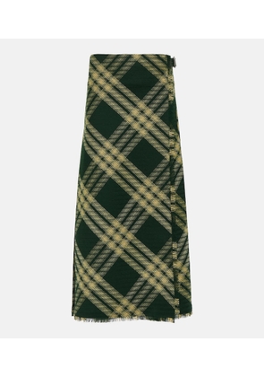Burberry Checked high-rise wool midi skirt