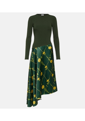 Burberry Printed jersey and satin midi dress