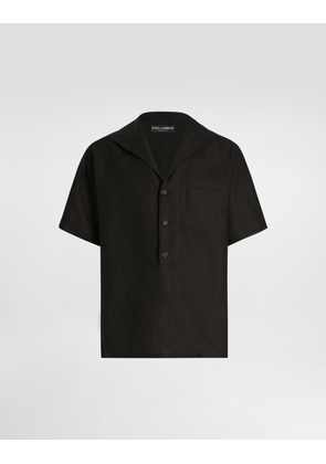 Dolce & Gabbana Three-button Short-sleeved Linen Shirt - Man Shirts Black Linen 42