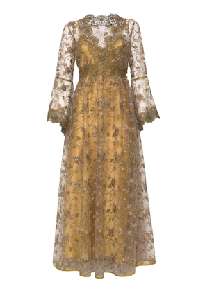 Loretta Caponi Topazio Lace-Trimmed Midi Dress - Moda Operandi