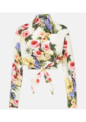 Dolce&Gabbana Floral cropped cotton poplin shirt